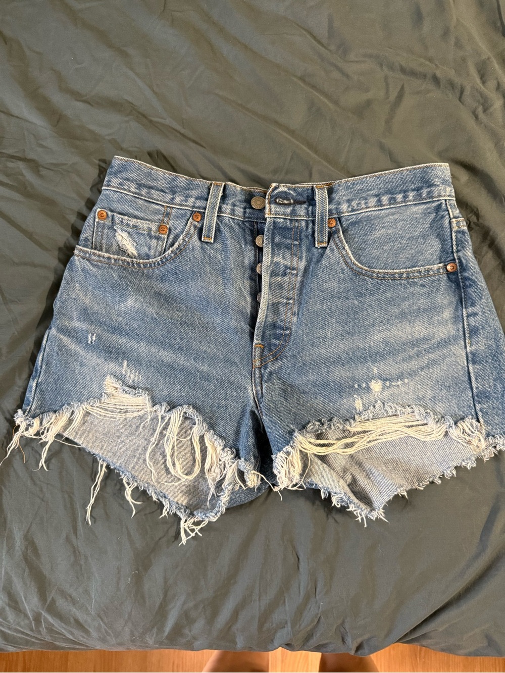 Levi's Light Blue Distressed Cutoff Denim Shorts